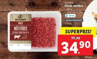 Lidl Butchers Färsk Nötfärs 500g erbjuda