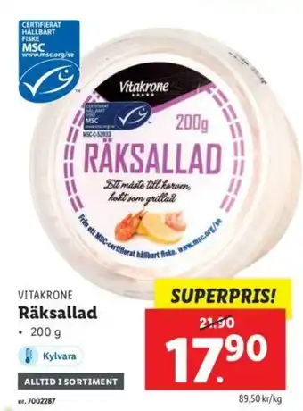 Lidl Vitakrone Räksallad 200g erbjuda