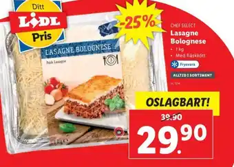 Lidl Chef Select Lasagne Bolognese 1kg erbjuda