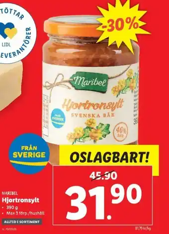 Lidl Maribel Hjortronsylt 390g erbjuda