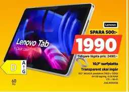 Power Lenovo 10,1" surfplatta Transparent skal ingår erbjuda