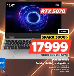 Power Lenovo LOQ Essentiell Smidig 144 Hz gamingskärm erbjuda