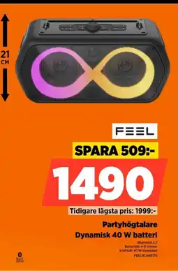 Power FEEL Partyhögtalare Dynamisk 40 W batteri erbjuda
