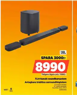 Power JBL 7.1.4-kanals soundbarsystem Avtagbara trådlösa surroundhögtalare erbjuda