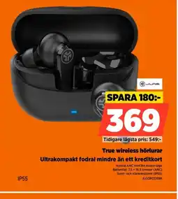 Power True wireless hörlurar ultrakompakt fodral mindre än ett kreditkort erbjuda