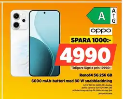 Power Oppo reno14 5g 256 gb 6000 mah-batteri med 80 w snabbladdning erbjuda