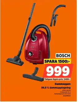 Power BOSCH Dammsugare 99,9 % dammupptagning erbjuda
