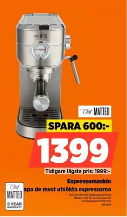 Power CHEF MATTEO Espressomaskin INFUSIA erbjuda