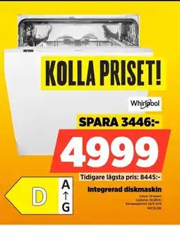 Power Whirlpool Integrerad diskmaskin WIC3C33E erbjuda