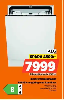 Power AEG Integrerad diskmaskin G17210B2SN erbjuda