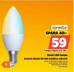 Power Conecto Smart LED-lampa COC37WCCTN erbjuda