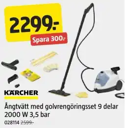 Jula Ångtvätt med golvrengöringsset 9 delar 2000 W 3,5 bar erbjuda