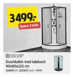 Jula Duschkabin med takdusch 90x90x225 cm erbjuda