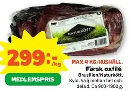 Stora Coop Färsk oxfilé, Medlemspris erbjuda