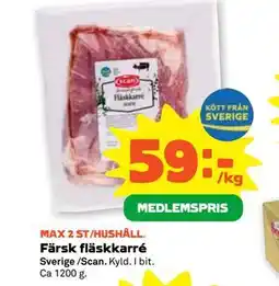 Stora Coop Färsk fläskkarré, Medlemspris erbjuda