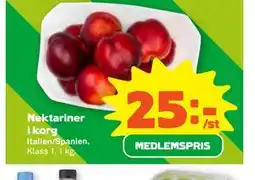Stora Coop Nektariner i korg, Medlemspris erbjuda
