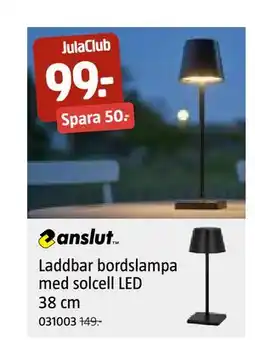Jula Laddbar bordslampa med solcell LED 38 cm, Medlemspris erbjuda