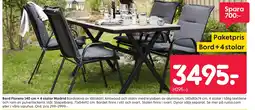 Rusta Bord Florens 140 cm + 4 stolar Madrid erbjuda