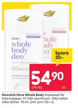 Rusta Deostick Dove Whole Body erbjuda