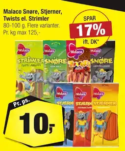 Calle Malaco Snøre, Stjerner, Twists el. Strimler erbjuda