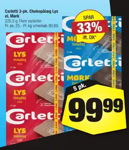 Calle Carletti 3-pk. Chokopålæg Lys el. Mørk erbjuda