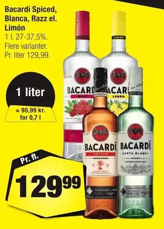 Calle Bacardi Spiced, Blanca, Razz el. Limón erbjuda