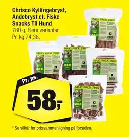 Calle Chrisco Kyllingebryst, Andebryst el. Fiske Snacks Til Hund erbjuda