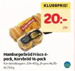 Hemköp Hamburgerbröd Frisco 4- pack, Korvbröd 16-pack erbjuda