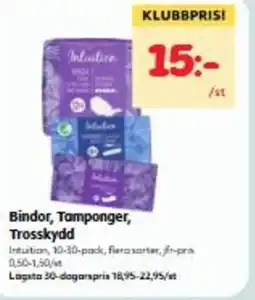Hemköp Bindor, Tamponger, Trosskydd erbjuda