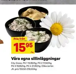 City Gross Våra egna sillinläggningar erbjuda