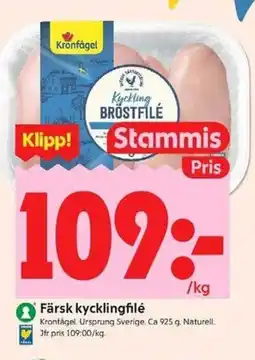 ICA Kvantum Färsk kycklingfilé erbjuda