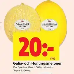 ICA Kvantum Ica Galia- och Honungsmeloner erbjuda