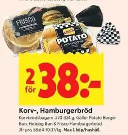ICA Kvantum Korvbrödsbagarn Korv-, Hamburgerbröd erbjuda