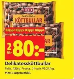 ICA Kvantum Felix Delikatessköttbullar erbjuda