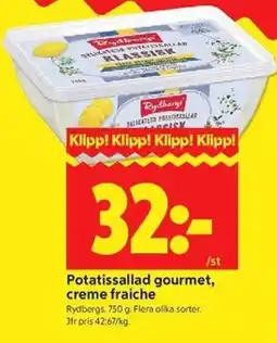 ICA Kvantum Rydbergs Potatissallad gourmet, creme fraiche erbjuda
