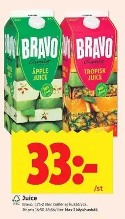 ICA Kvantum Bravo Juice erbjuda