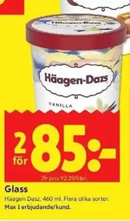 ICA Kvantum Häagen Dasz Glass erbjuda