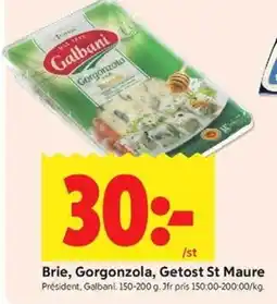 ICA Kvantum Président, Galbani Brie, Gorgonzola, Getost St Maure erbjuda