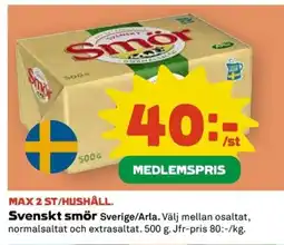 Coop Svenskt smör erbjuda