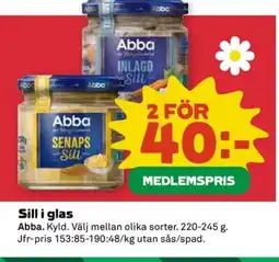 Coop Abba Sill i glas erbjuda