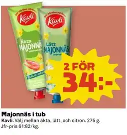 Coop Kavli Majonnäs i tub erbjuda