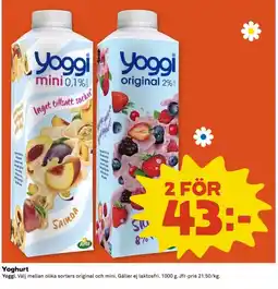 Coop Yoggi Yoghurt erbjuda