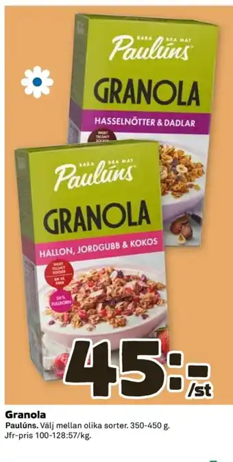 Coop Paulúns Granola erbjuda