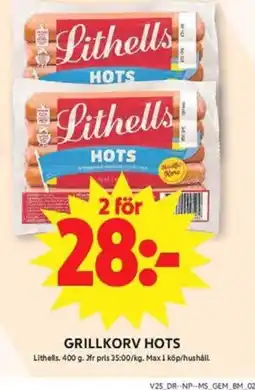 ICA Maxi Lithells Grillkorv hots erbjuda