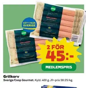 Grillkorv, Medlemspris