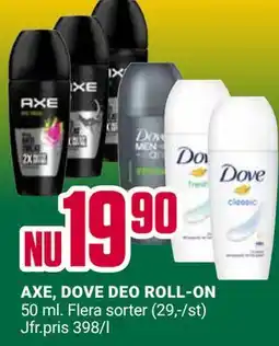 ÖoB AXE, DOVE DEO ROLL-ON erbjuda
