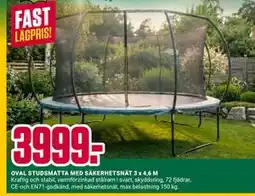 ÖoB OVAL STUDSMATTA MED SÄKERHETSNÄT 3 x 4,6 M erbjuda