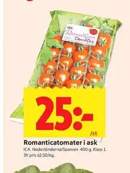 ICA Kvantum Romantictomater i ask erbjuda