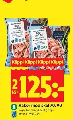 ICA Kvantum Räkor med skal 70/90 erbjuda