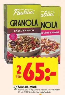 ICA Kvantum Granola, Müsli erbjuda